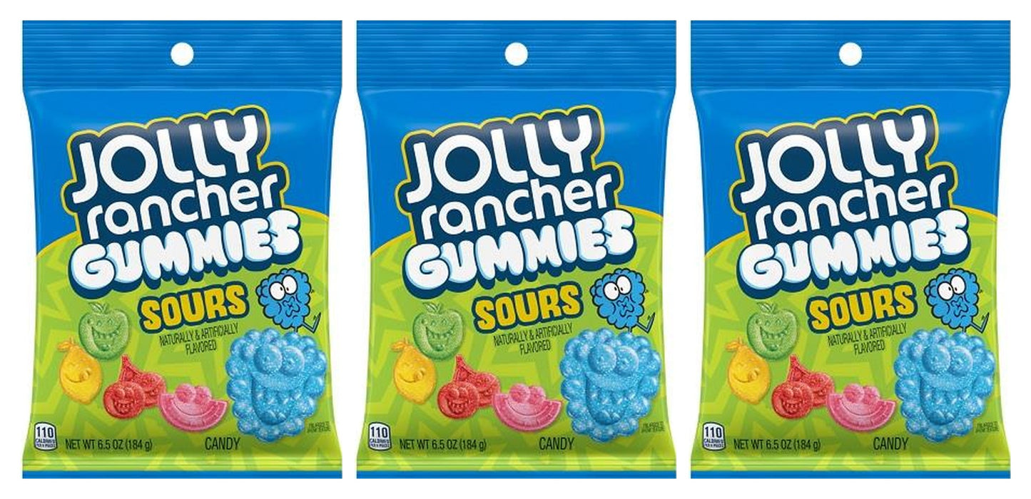 Jolly Rancher Sour Gummies 6.5oz Peg Bags — 3-Pack