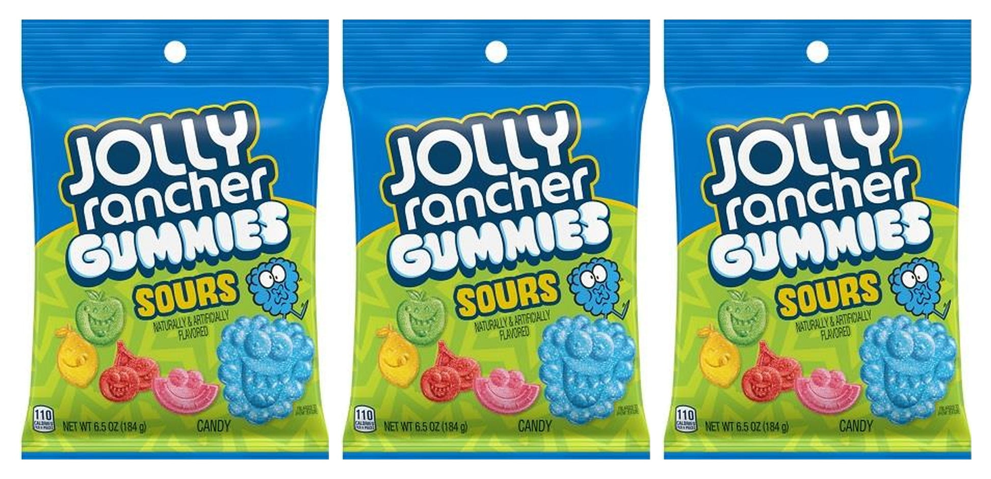 Jolly Rancher Sour Gummies 6.5oz Peg Bags — 3-Pack