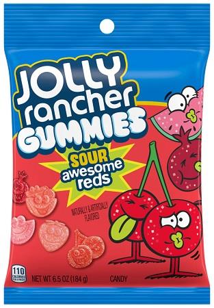 Jolly Rancher Sour Gummies Awesome Reds 6.5oz Peg Bags — pack