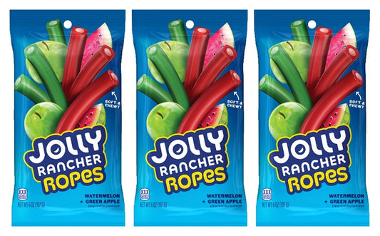 Jolly Rancher Ropes Watermelon & Green Apple 6oz Peg Bags — 3-Pack
