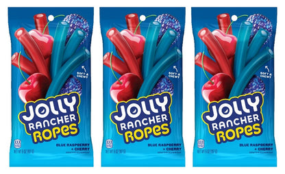 Jolly Rancher Ropes Blue Raspberry & Cherry 6oz Peg Bags — 3-Pack