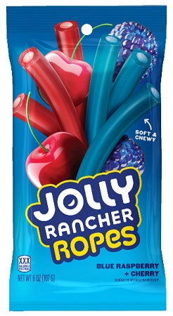 Jolly Rancher Ropes Blue Raspberry & Cherry 6oz Peg Bags — pack