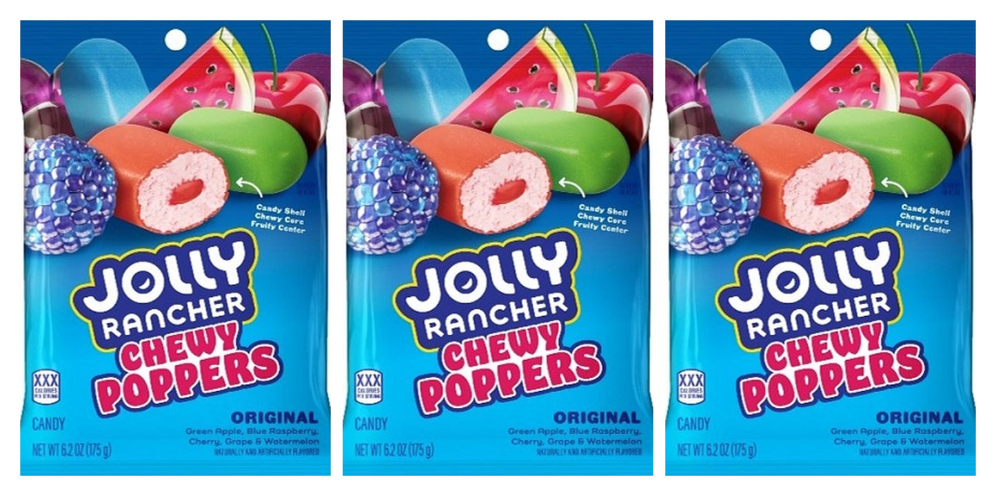 Jolly Rancher Chewy Poppers Original 6.2oz Peg Bags — 3-Pack