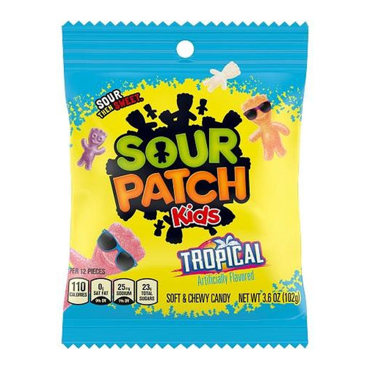 Sour Patch Kids Tropical 3.6oz Peg Bag pack — full package