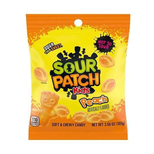 Sour Patch Kids Peach 3.56oz Peg Bag pack — full package