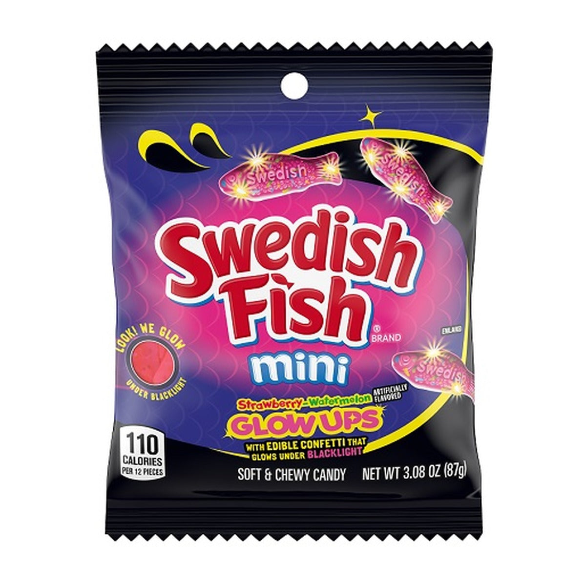 Swedish Fish Glow Ups 3.08oz Peg Bag pack — full package