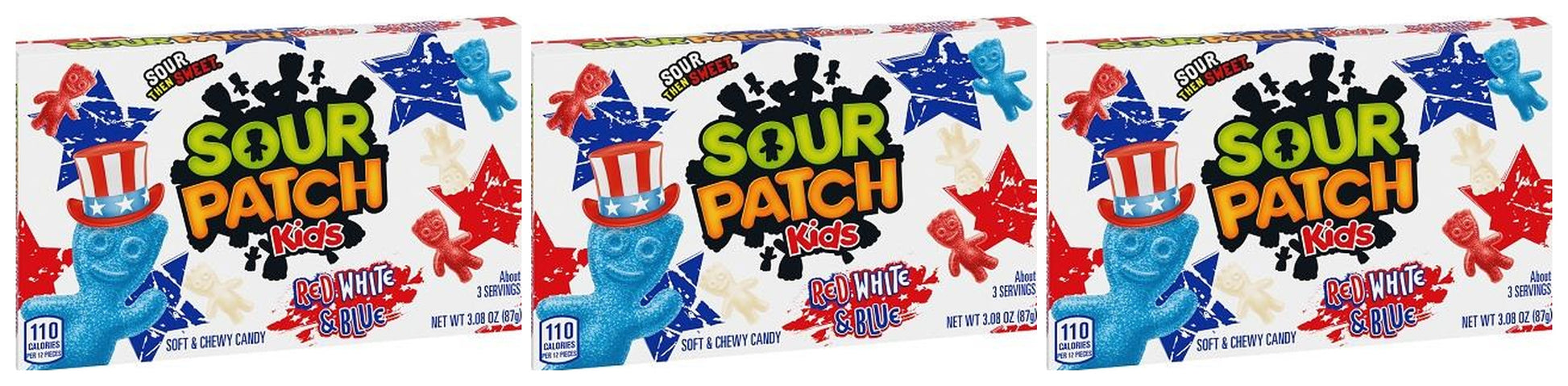 Sour Patch Kids Red White & Blue 3.1oz Theater Boxes — 3-Pack