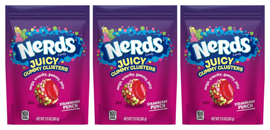 Nerds Juicy Gummy Clusters Strawberry Punch 7.15oz Bags — 3-Pack