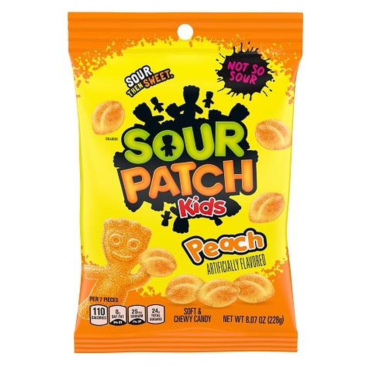 Sour Patch Kids Peach 8.07oz Peg Bag pack — full package