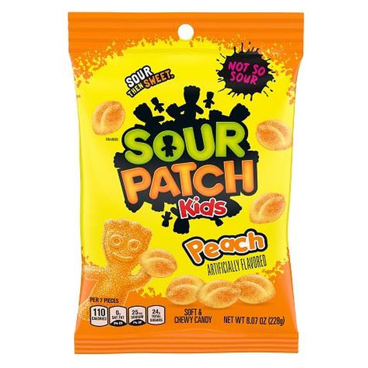 Sour Patch Kids Peach 8.07oz Peg Bag pack — full package