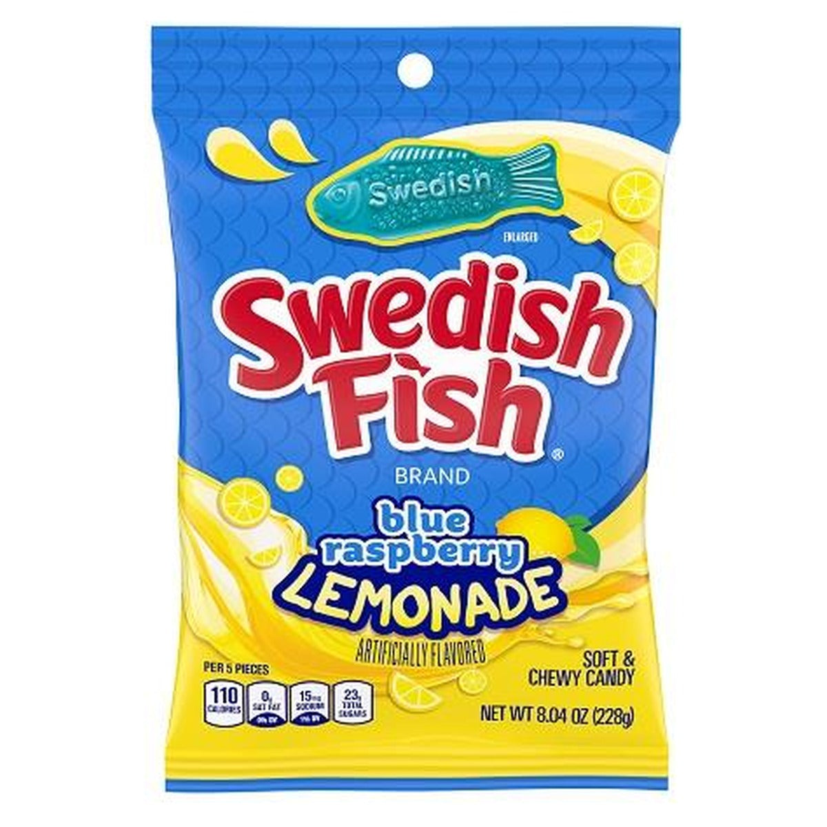 Swedish Fish Blue Raspberry Lemonade 8.04oz Peg Bag pack — full package