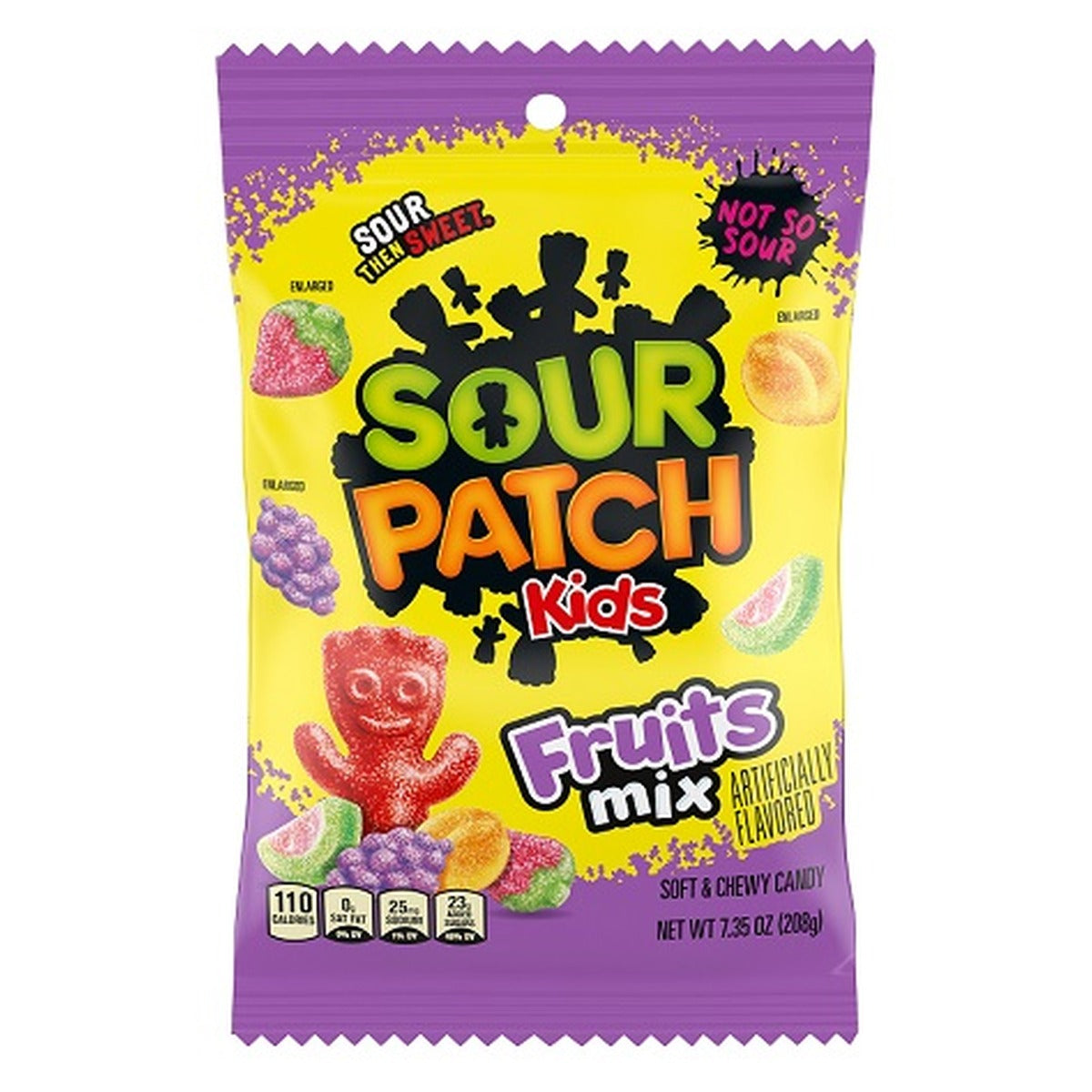 Sour Patch Kids Fruits Mix 7.35oz Peg Bag pack — full package