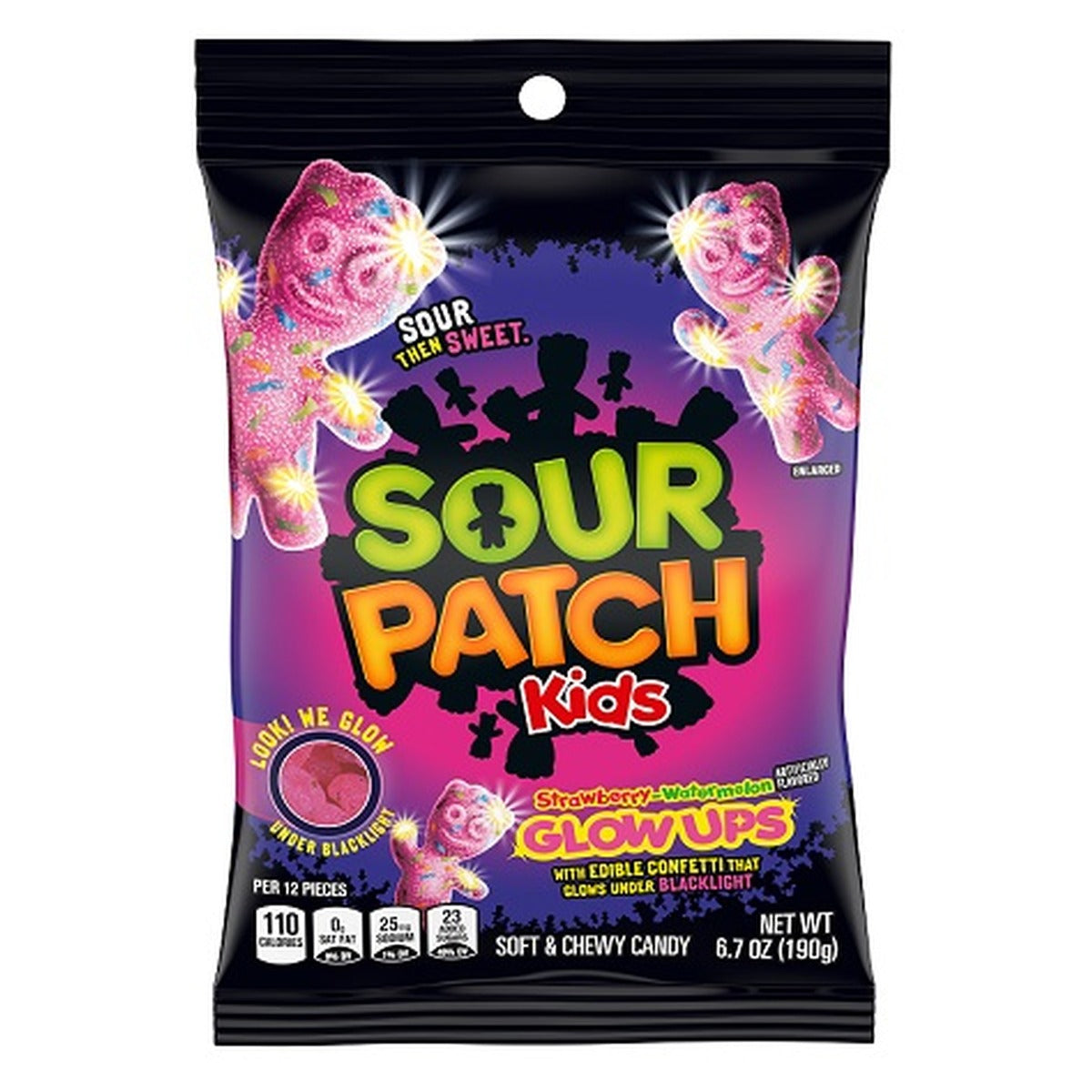 Sour Patch Kids Glow Ups 6.7oz Peg Bag pack — full package