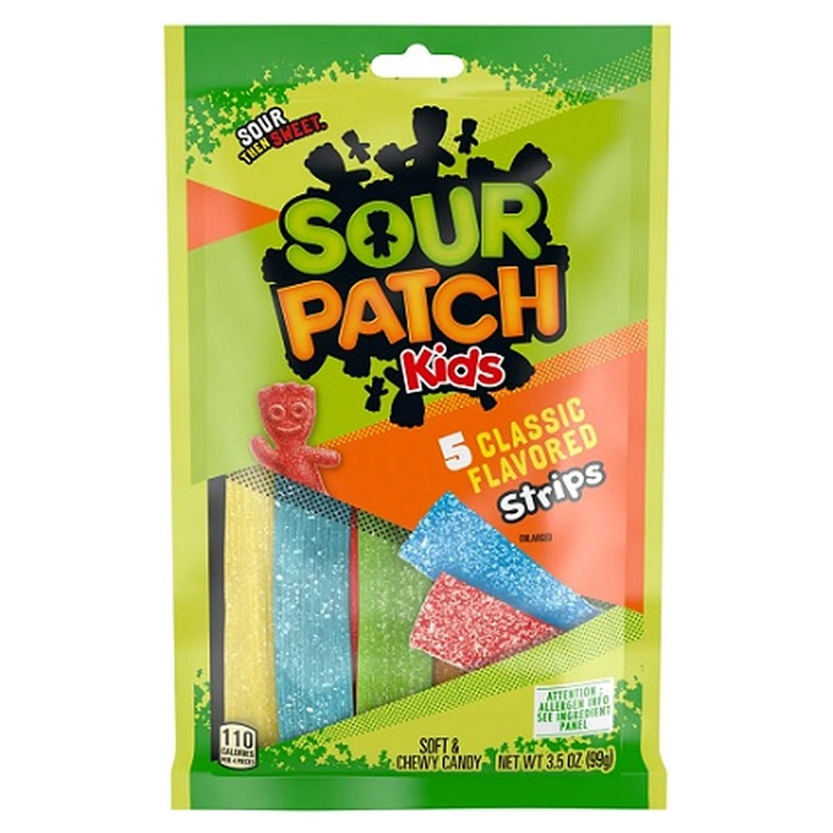Sour Patch Kids Strips 3.5oz Peg Bag pack — full package