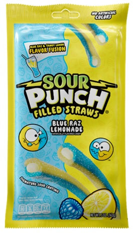 Sour Punch Filled Straws Blue Raz Lemonade 5oz Peg Bags — pack