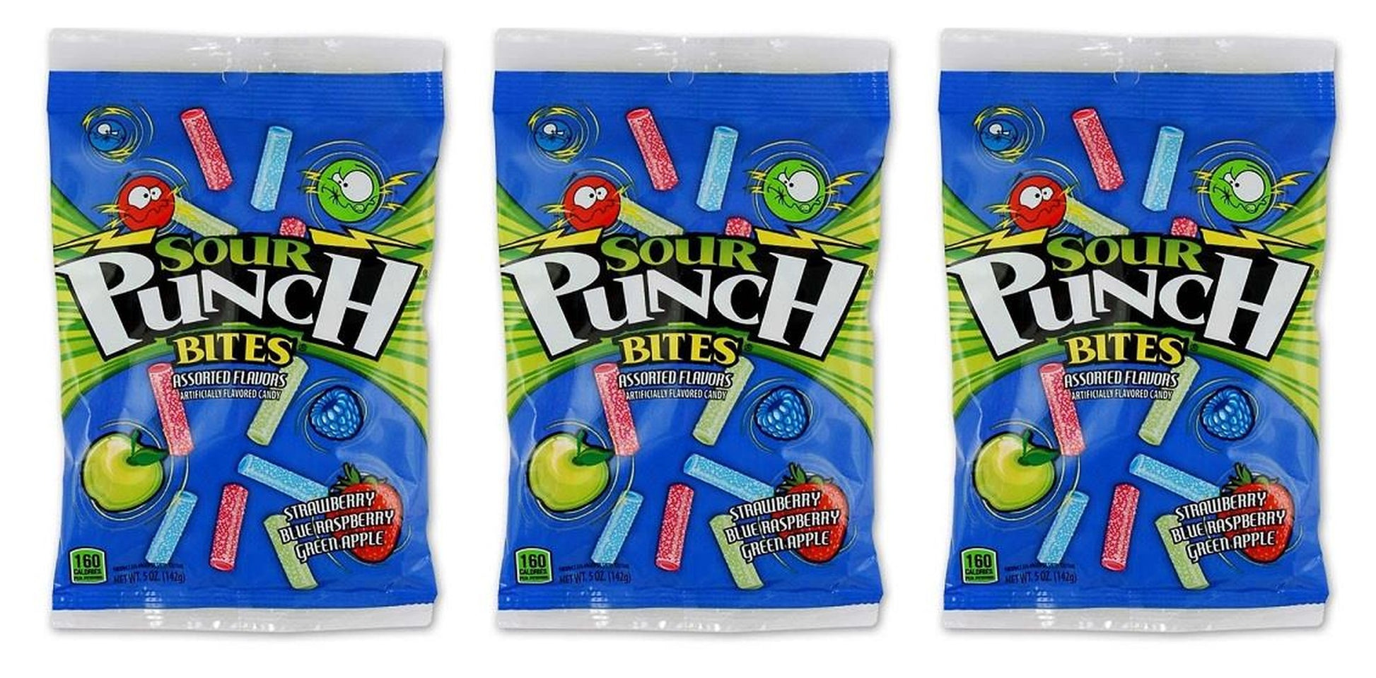 Sour Punch Bites Assorted 5oz Peg Bags — 3-Pack