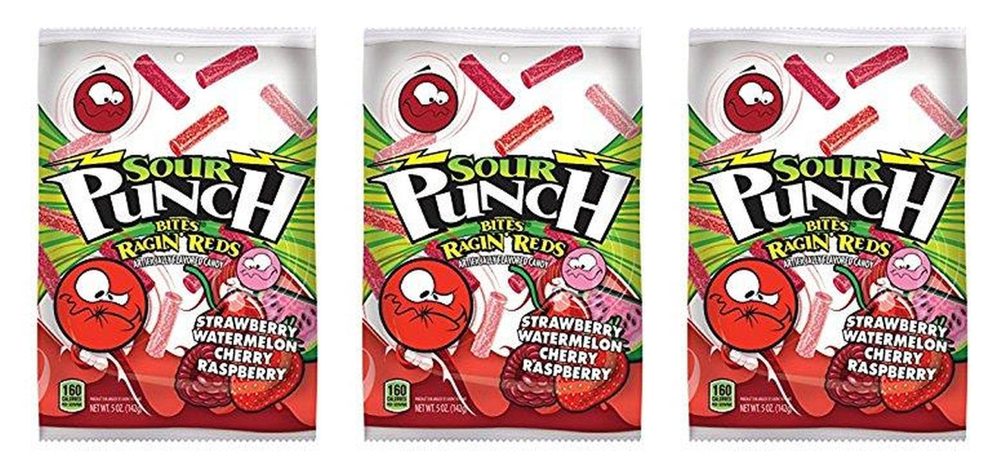 Sour Punch Bites Ragin' Reds 5oz Peg Bags — 3-Pack