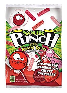Sour Punch Bites Ragin' Reds 5oz Peg Bags — Case of 12 — Capital pack shot