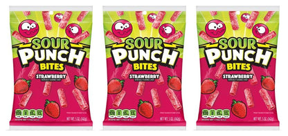 Sour Punch Bites Strawberry 5oz Peg Bags — 3-Pack