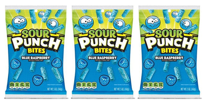Sour Punch Bites Blue Raspberry 5oz Peg Bags — 3-Pack