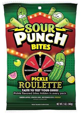 Sour Punch Pickle Roulette Bites 5oz Peg Bags — pack