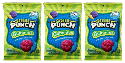 Sour Punch Gummies Assorted 6.75oz Peg Bags — 3-Pack