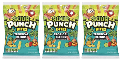 Sour Punch Bites Tropical Blends 5oz Peg Bags — 3-Pack