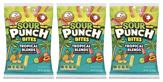 Sour Punch Bites Tropical Blends 5oz Peg Bags — 3-Pack