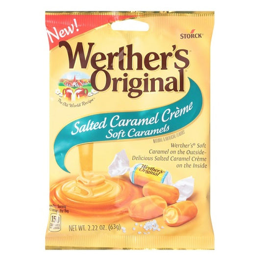 Werther's Original Salted Caramel Creme 2.22oz Peg Bag pack — full package