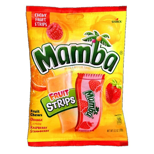 Mamba Fruit Strips 6.3oz Peg Bag pack — full package