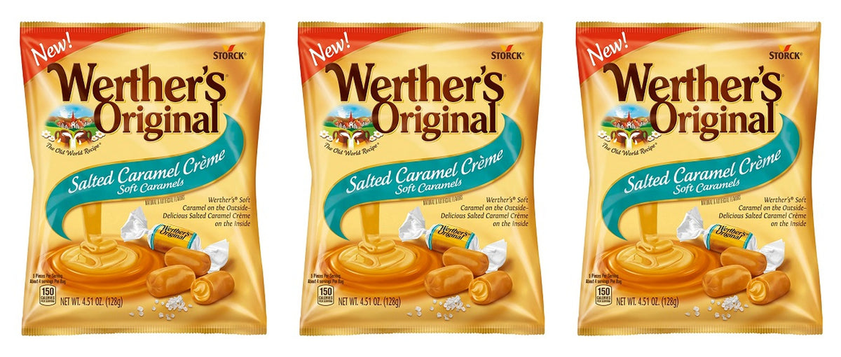 Werther's Original Salted Caramel Creme 3-pack, three 4.51 oz peg bags