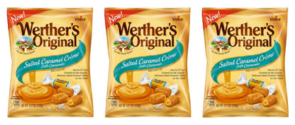 Werther's Original Salted Caramel Creme 3-pack, three 4.51 oz peg bags