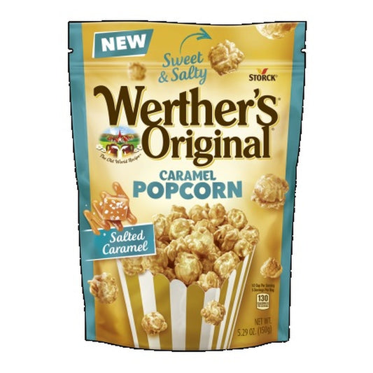 Werther's Original Salted Caramel Popcorn 5.29oz Peg Bag pack — full package