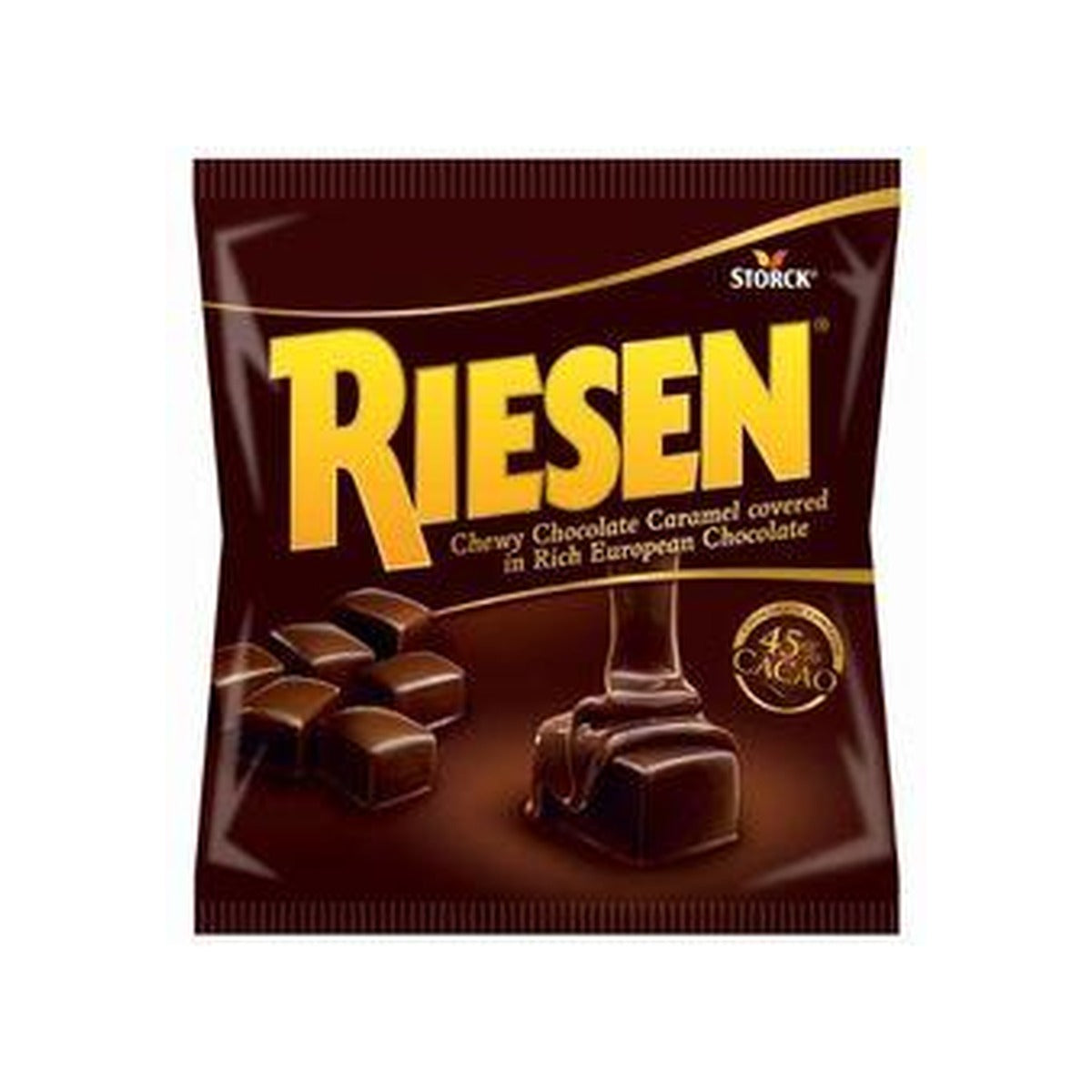 Riesen Chocolate Caramel Chews 2.65oz Peg Bag pack — full package