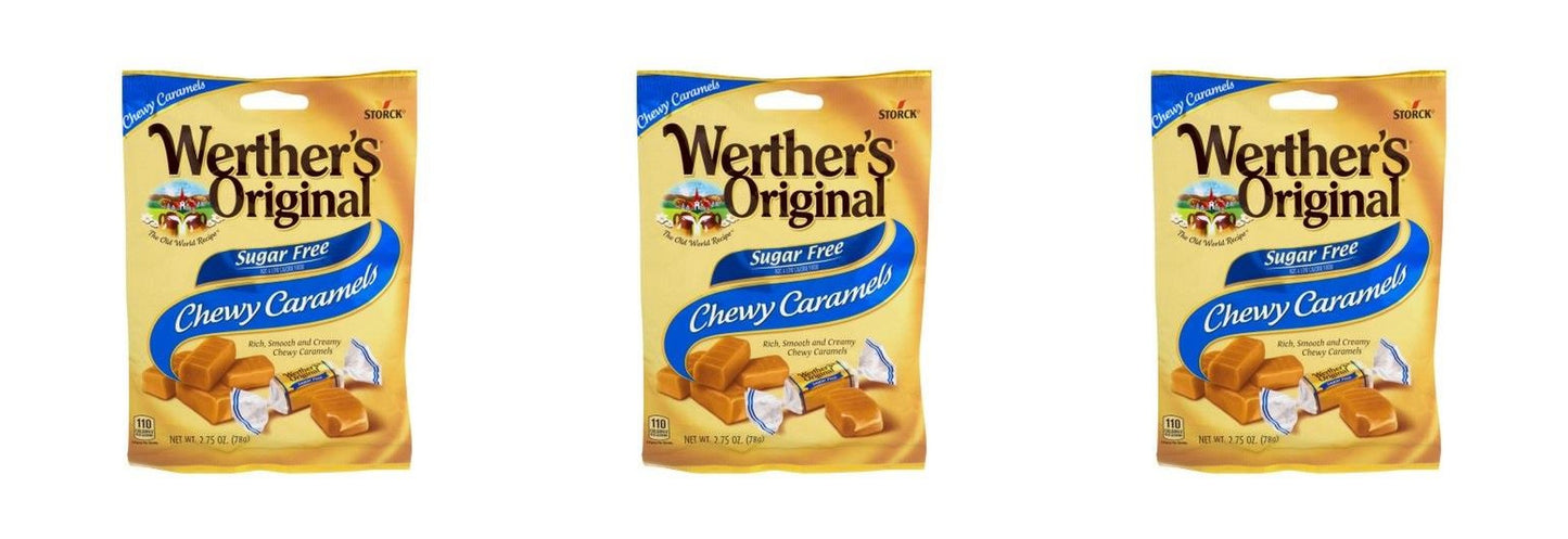Werther's Original Sugar-Free Chewy Caramels 2.75oz Bags — 3-Pack