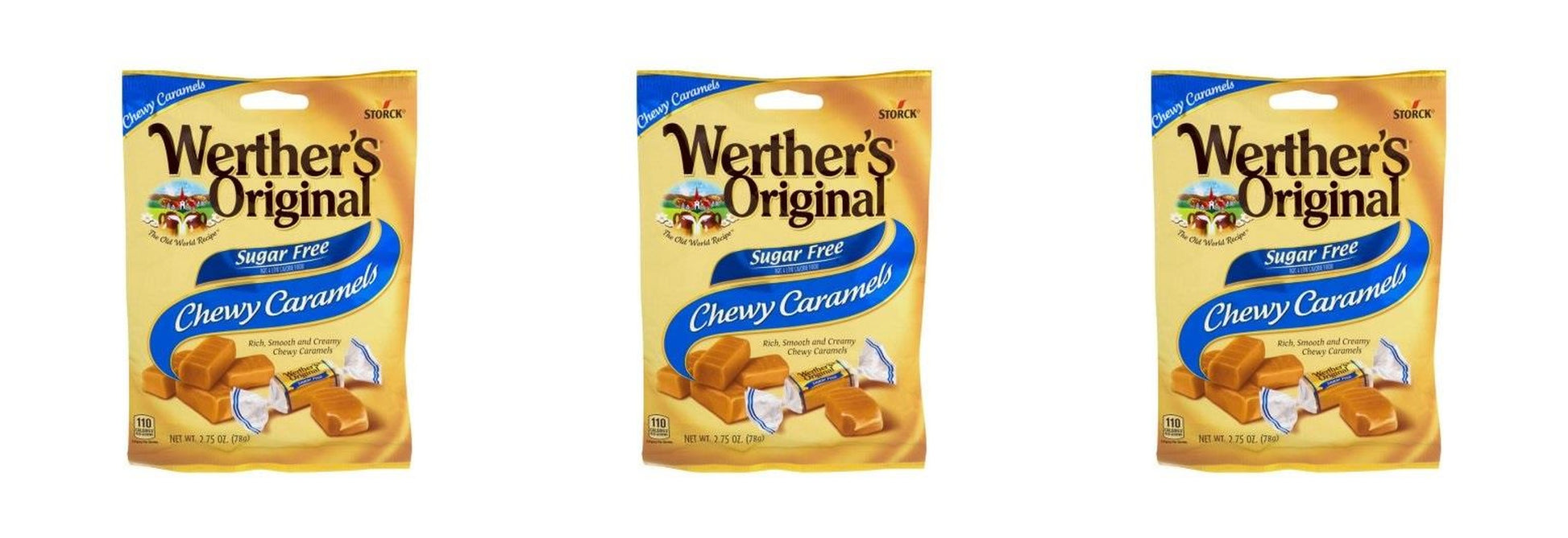 Werther's Original Sugar-Free Chewy Caramels 2.75oz Bags — 3-Pack
