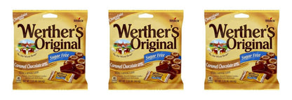Werther's Original Sugar-Free Caramel Chocolate Hard Candies 2.35oz Bags — 3-Pack