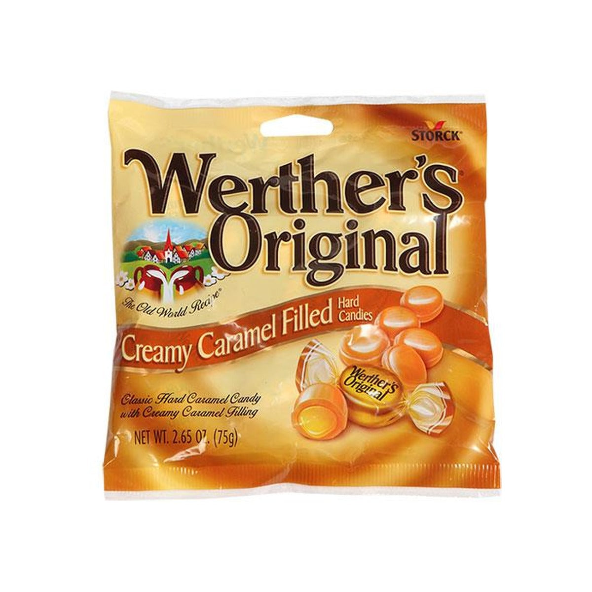 Werther's Original Caramel Filled 2.65oz Peg Bag pack — full package