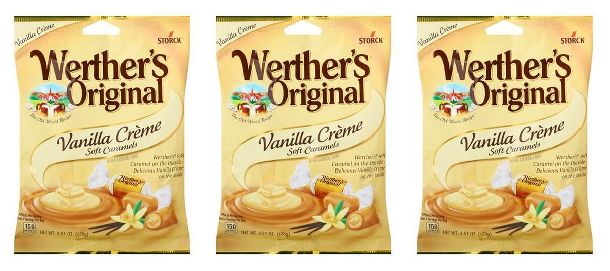 Werther's Original Soft Vanilla Creme 3-pack, three 4.51 oz peg bags