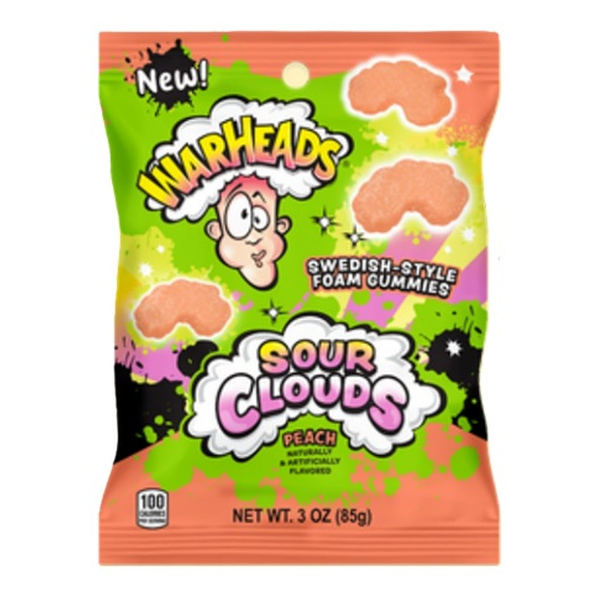 Warheads Sour Clouds Peach 3oz Peg Bag pack — full package