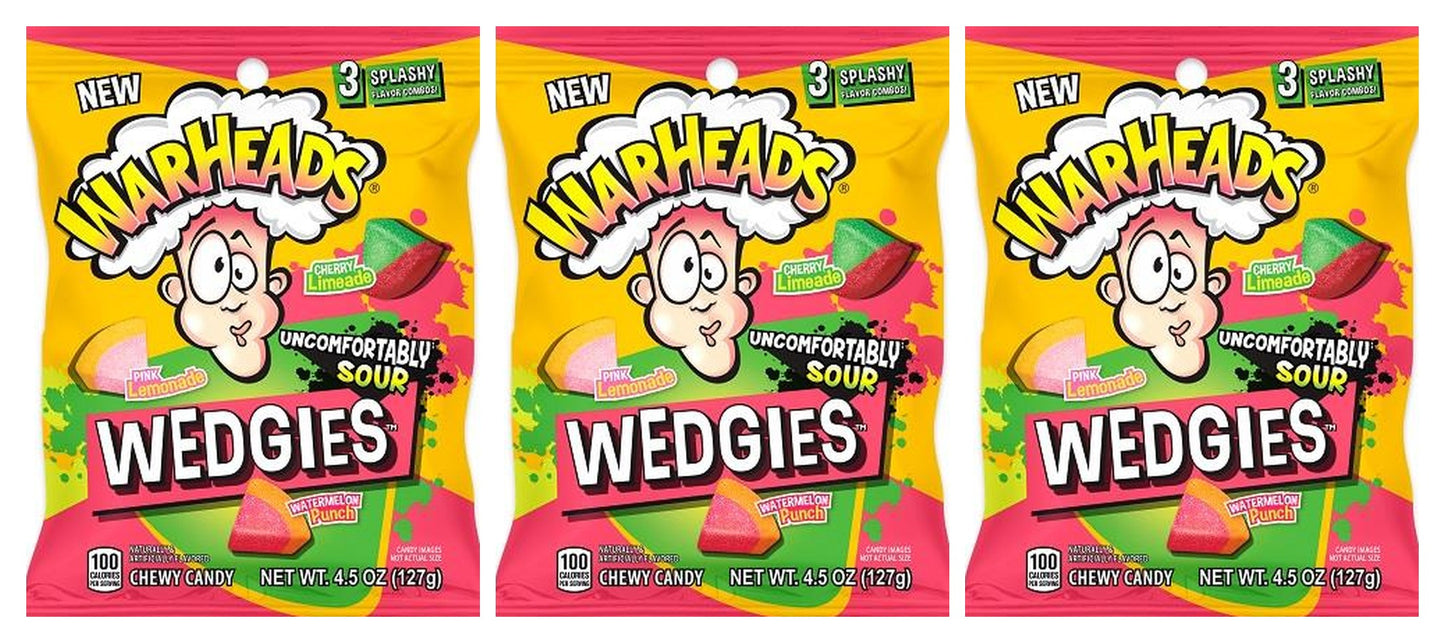 Warheads Wedgies 4.5oz Peg Bags — 3-Pack
