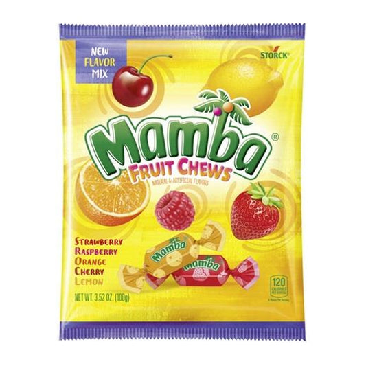Mamba Fruit Chews 3.52oz Peg Bag pack — full package
