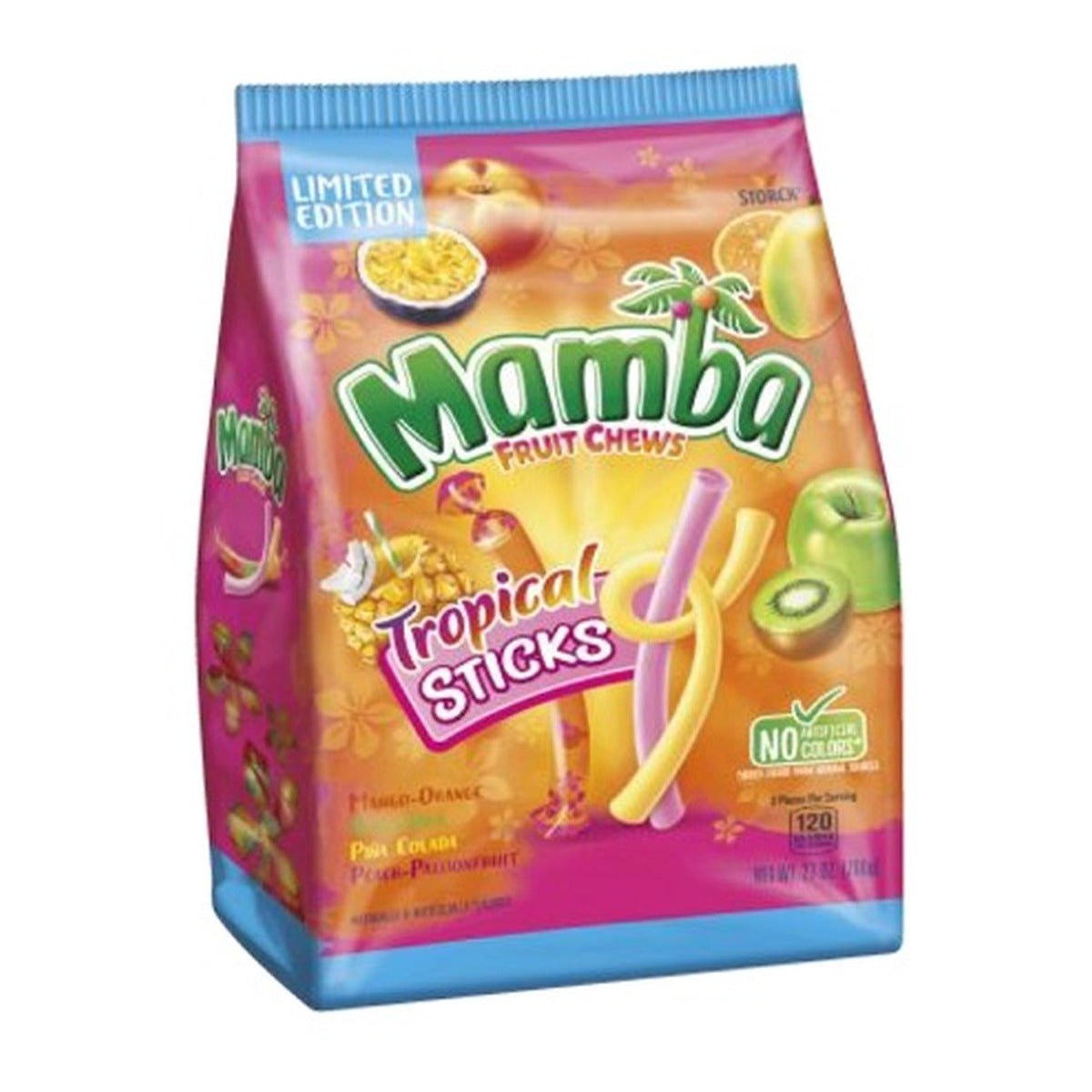 Mamba Fruit Chews Tropical Sticks Limited Edition 27oz Bag pack — full package