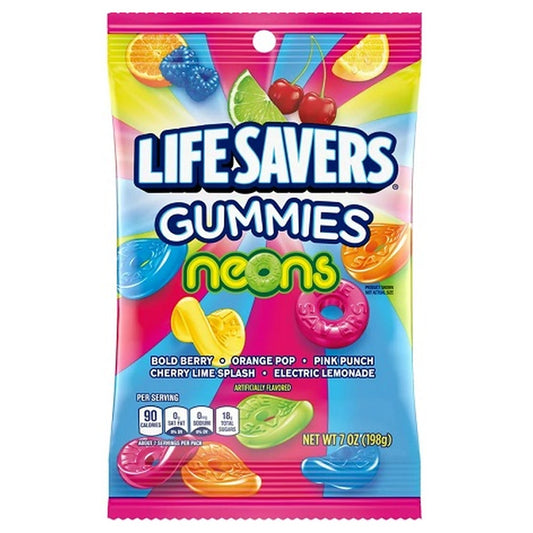 Life Savers Gummies Neons 7oz Peg Bag pack — full package