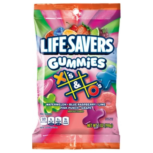 Life Savers Gummies X's & O's 7oz Peg Bag pack — full package