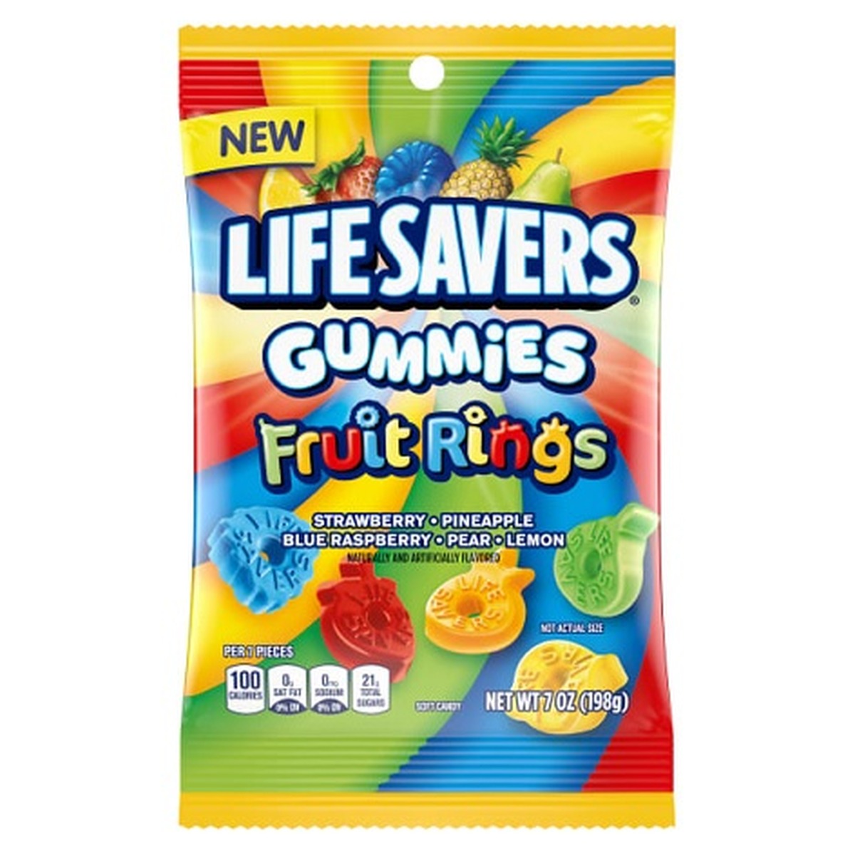 Life Savers Gummies Fruit Rings 7oz Peg Bag pack — full package