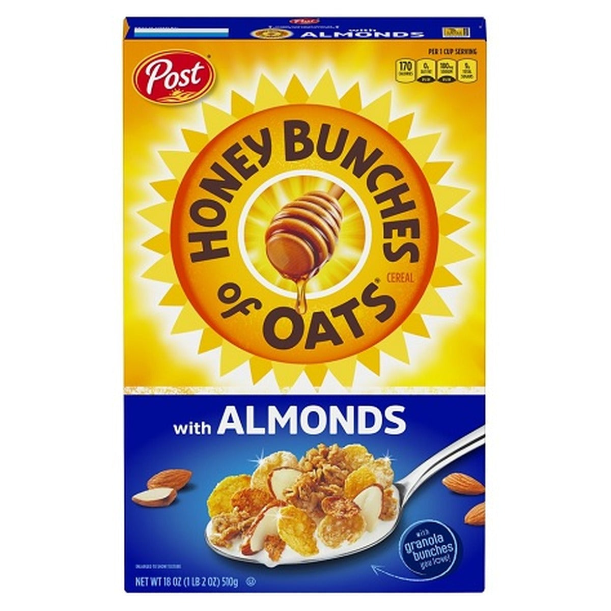 Honey Bunches of Oats Almonds 18oz 12ct pack — full package
