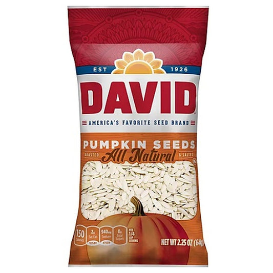 David Pumpkin Seeds Roasted & Salted In Shell 2.25oz — full package