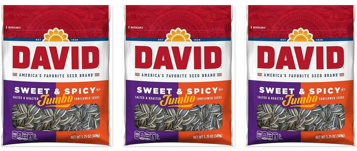 David Jumbo Sweet & Spicy Seeds 5.25oz 3-Pack — three single bags