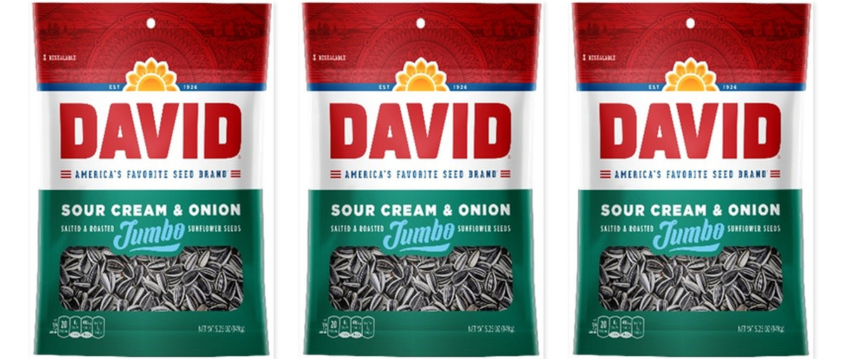David Jumbo Sour Cream & Onion Seeds 5.25oz 3-Pack — three single bags